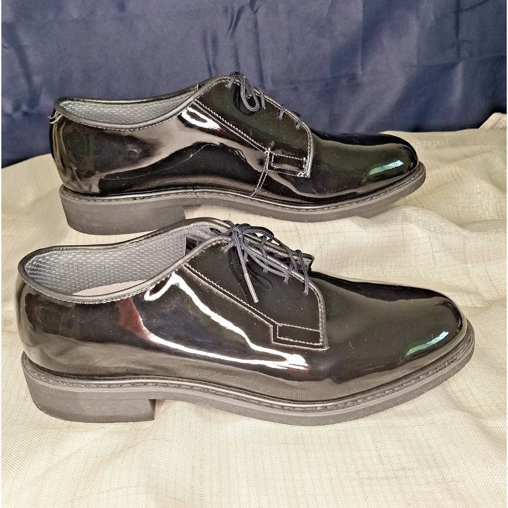 Bates Men's High Gloss Dress Black Shoes Oxford 10 D Patent Leather Shine USA